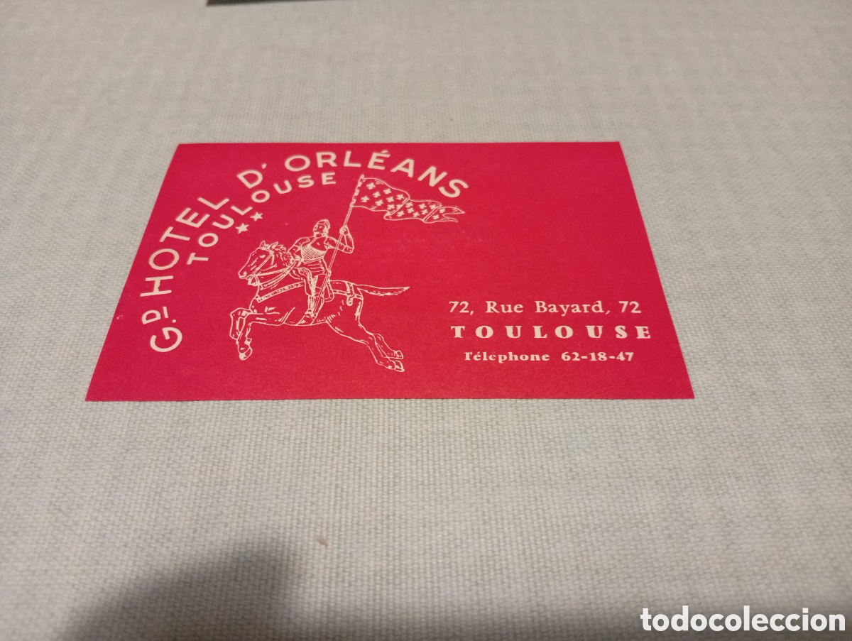 Otros Art&iacute;culos de Coleccionismo en Papel: Etiqueta antigua Hotel D,Orleans Toulouse, Francia