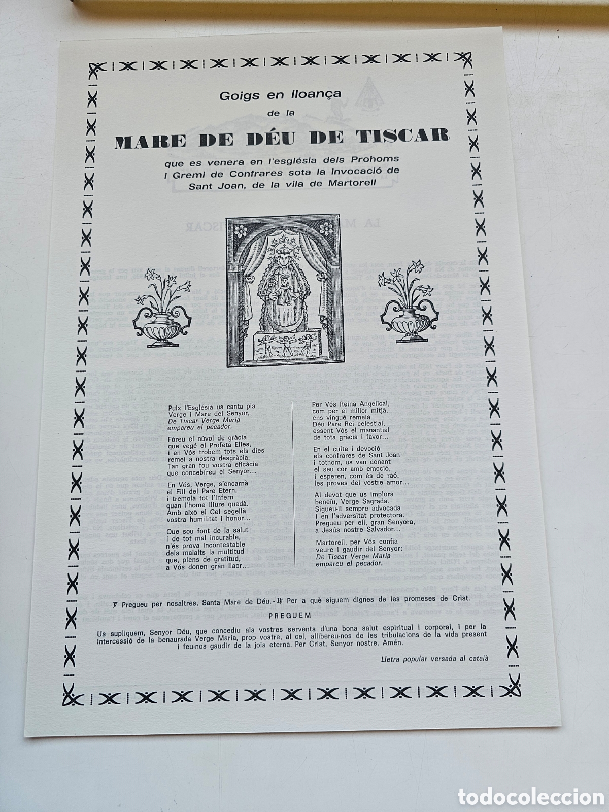 Outros artigos de papel: Goigs Gozos Mare de D&eacute;u de Tiscar, Esglesia Prohoms Confrares, Martorell