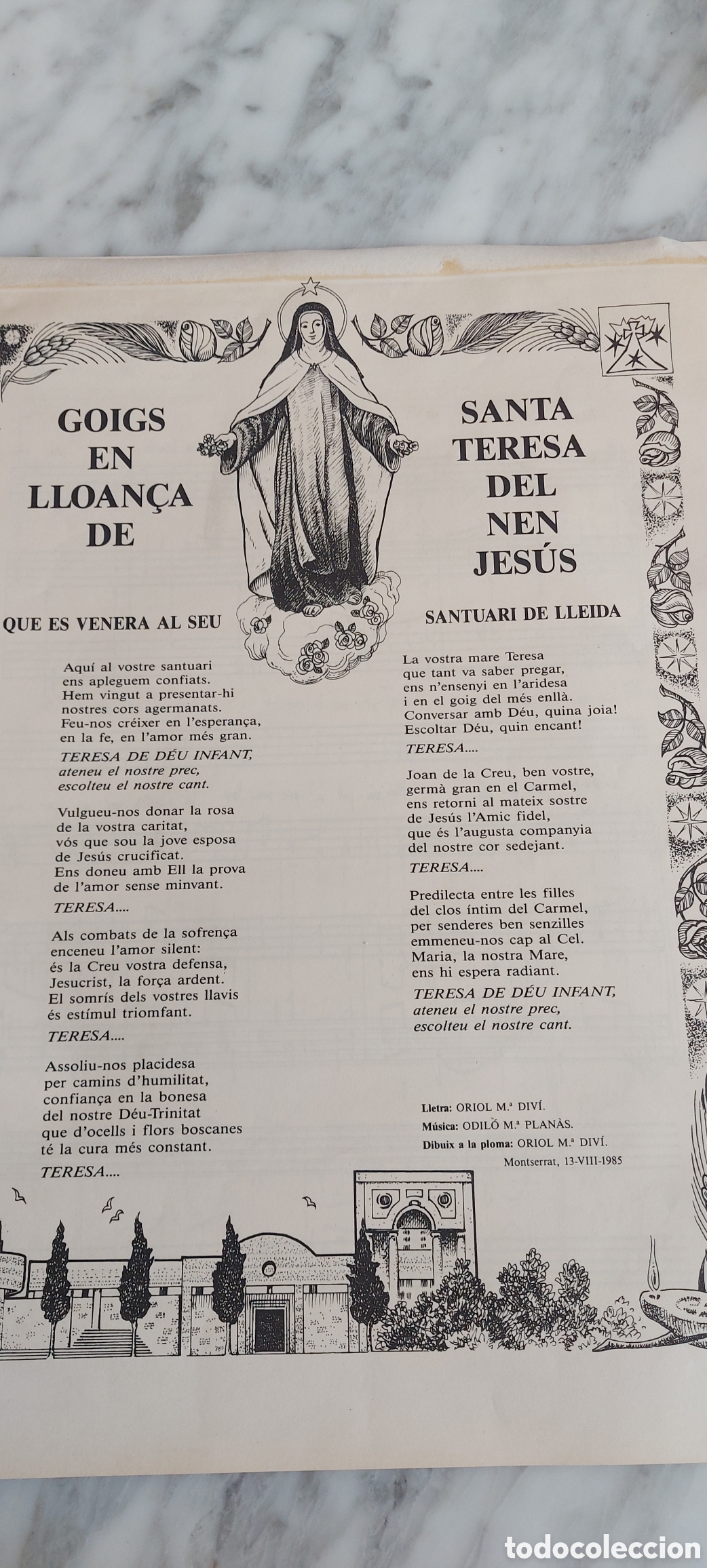 Otros Art&iacute;culos de Coleccionismo en Papel: GOIGS EN LLOAN&Ccedil;A SANTA TERESA NEN JESUS