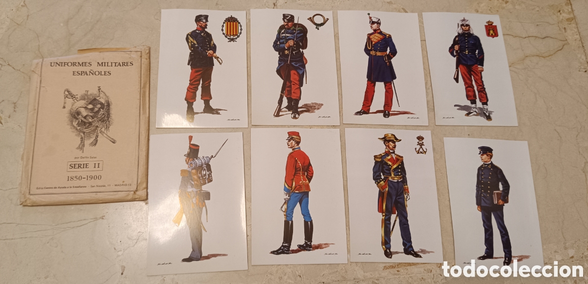 Otros art&iacute;culos de coleccionismo en papel: Uniformes Militares Espa&ntilde;oles Serie II 8 tarjetas