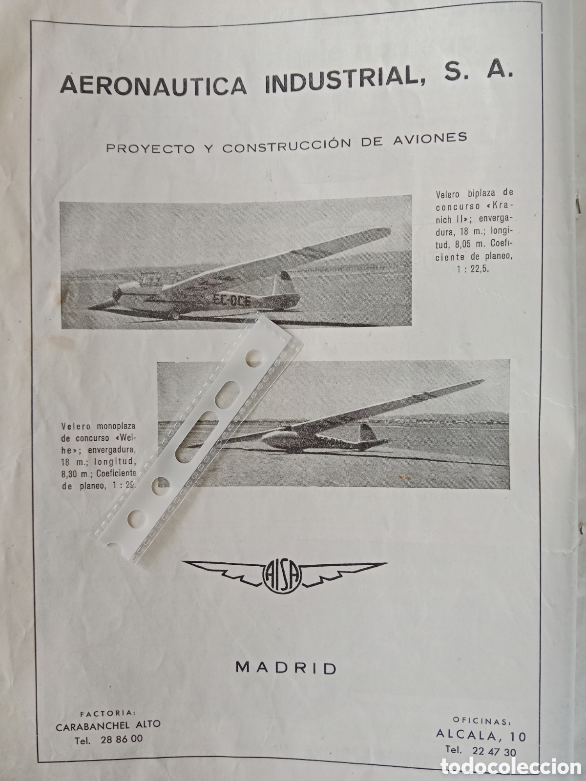 Paper Collecting Others: Publicidad avi&oacute;n aeron&aacute;utica industrial sa de 1954
