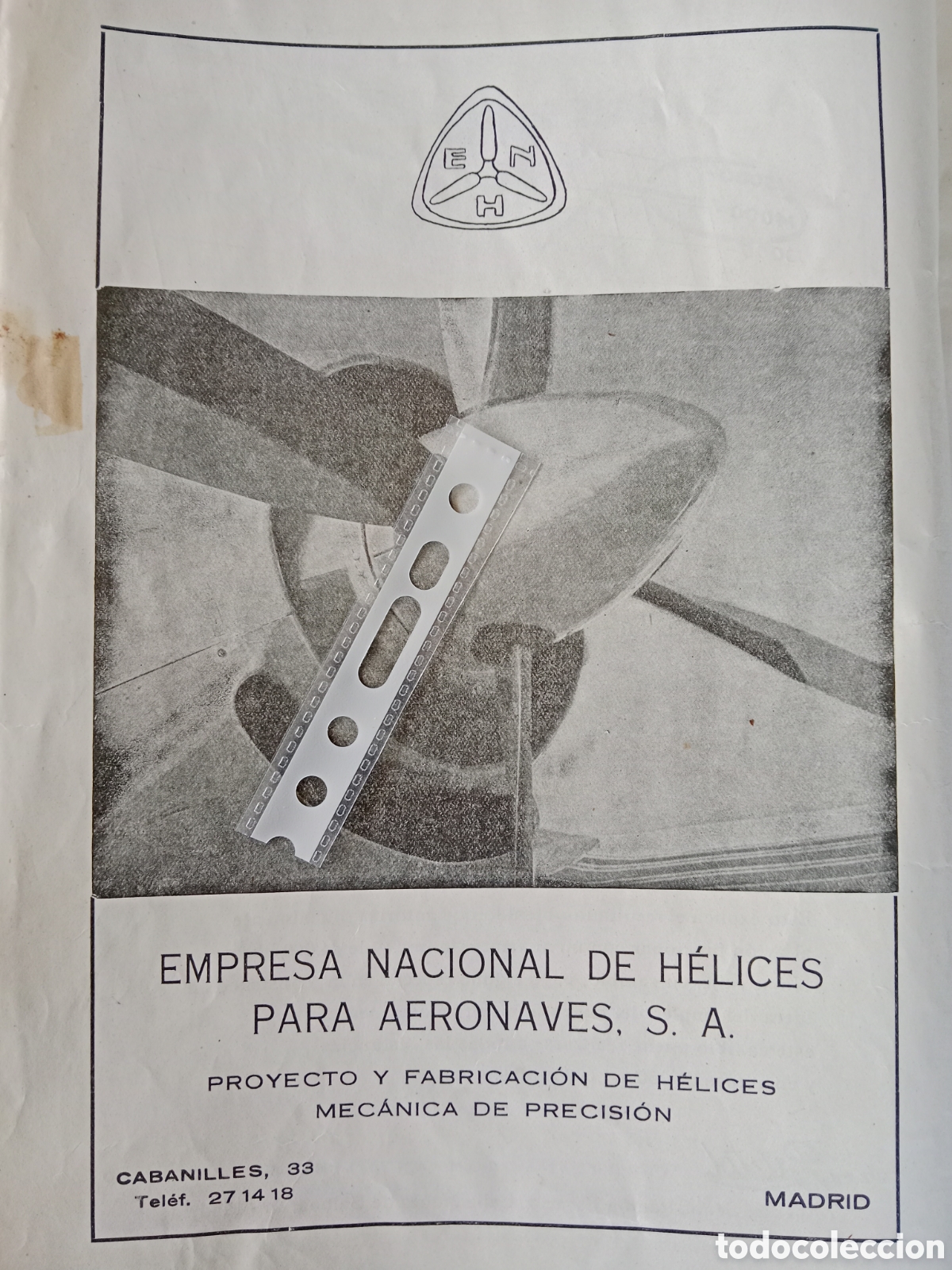 Paper Collecting Others: Publicidad empresa nacional de h&eacute;lices para aeronaves de 1954