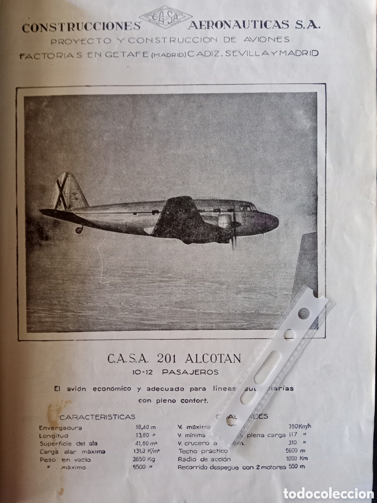 Paper Collecting Others: Publicidad avi&oacute;n construcci&oacute;nes aeron&aacute;uticas casa de 1954