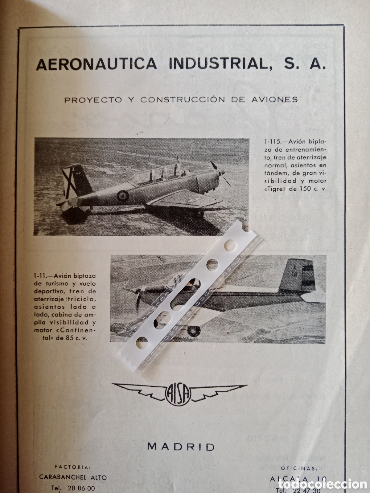 Paper Collecting Others: Publicidad aeron&aacute;utica industrial sa aisa de 1953