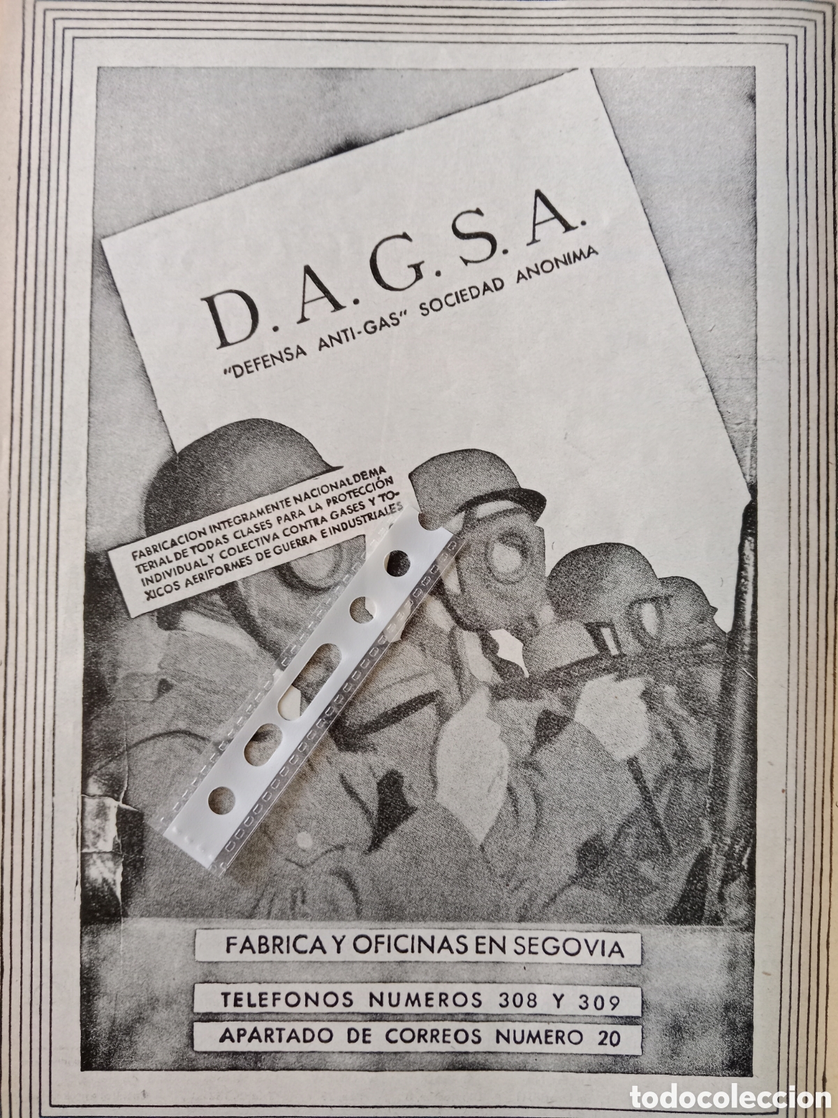 Paper Collecting Others: Publicidad m&aacute;scaras anti gas dagsa de 1953