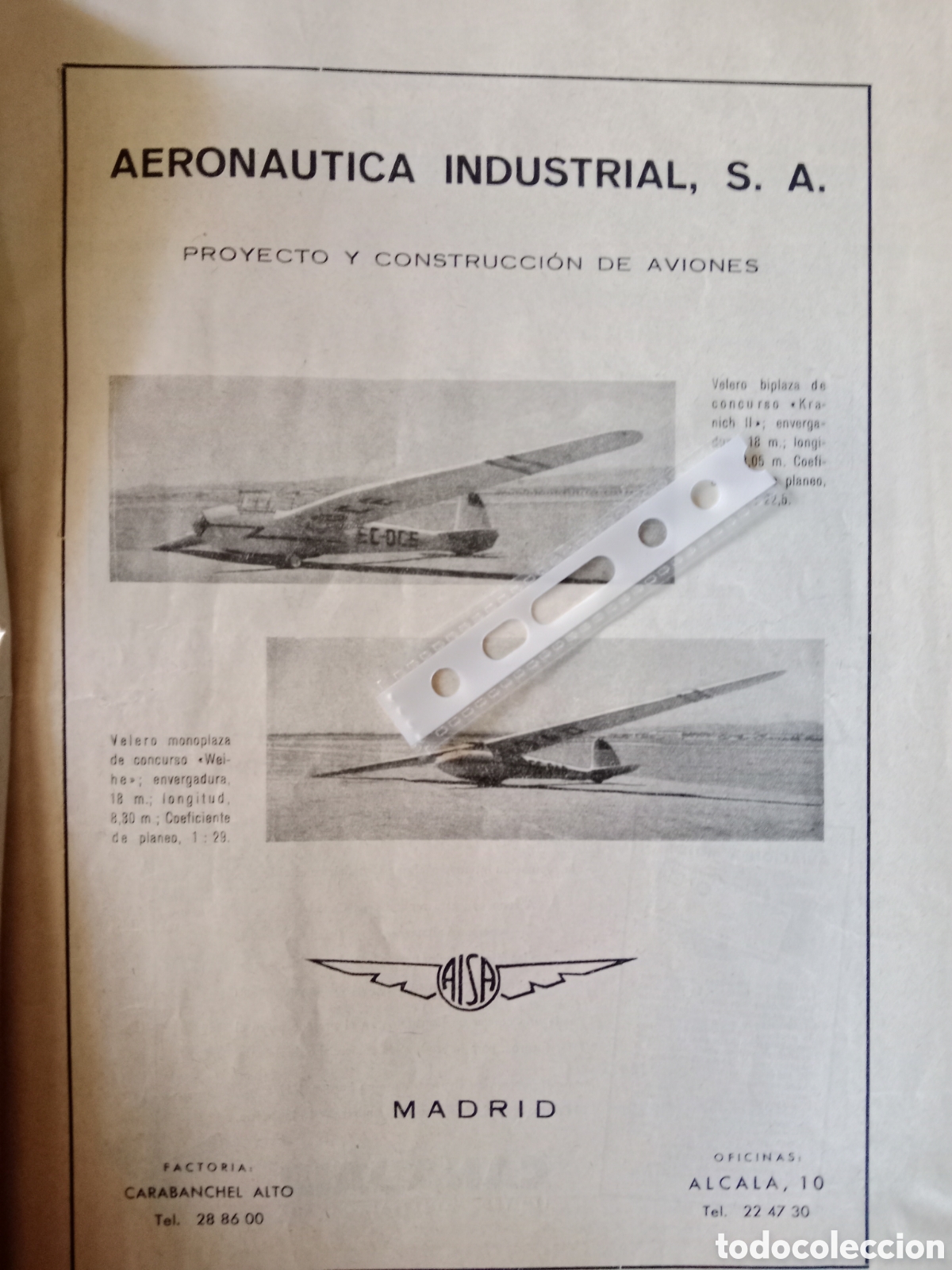 Paper Collecting Others: Publicidad avi&oacute;n aeron&aacute;utica industrial sa aisa de 1953