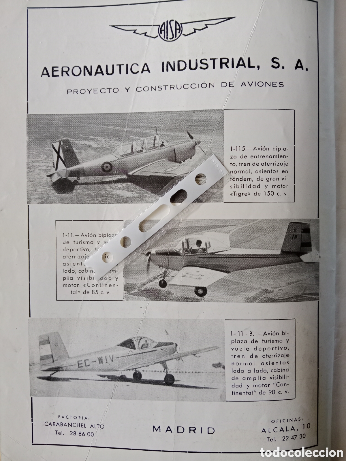 Paper Collecting Others: Publicidad avi&oacute;n aeron&aacute;utica industrial sa aisa de 1954