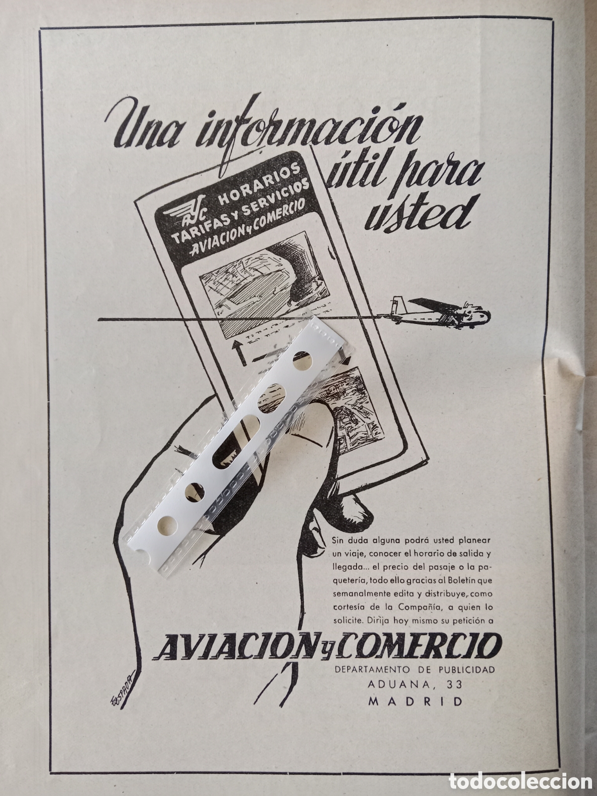 Paper Collecting Others: Publicidad compa&ntilde;&iacute;a a&eacute;reas aviaco avi&oacute;n de 1952