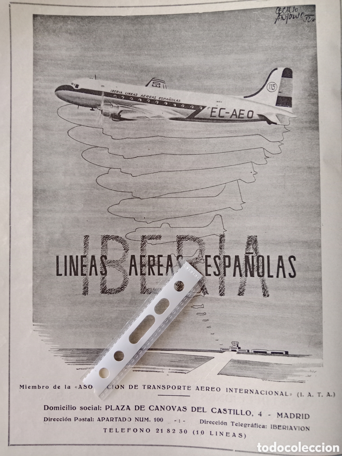 Paper Collecting Others: Publicidad compa&ntilde;&iacute;a a&eacute;reas espa&ntilde;olas iberia de 1954