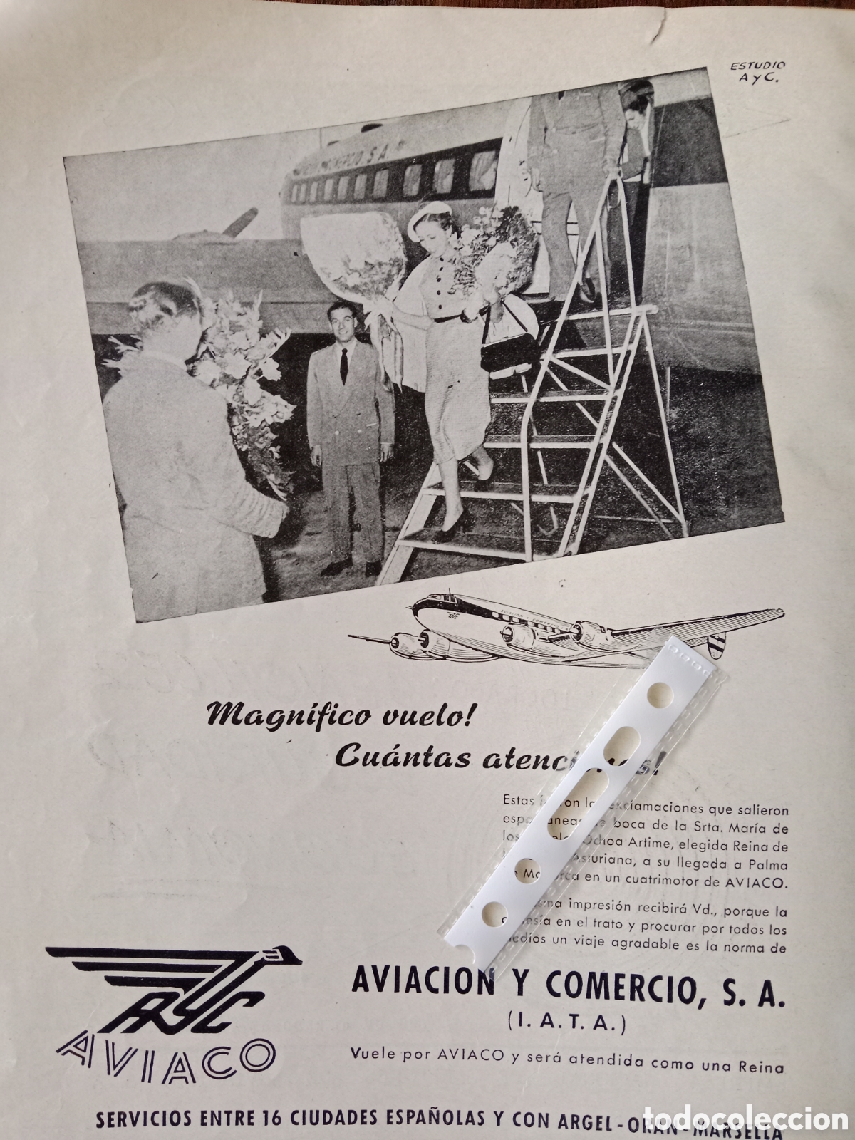 Paper Collecting Others: Publicidad avi&oacute;n compa&ntilde;&iacute;a a&eacute;reas aviaco de 1954