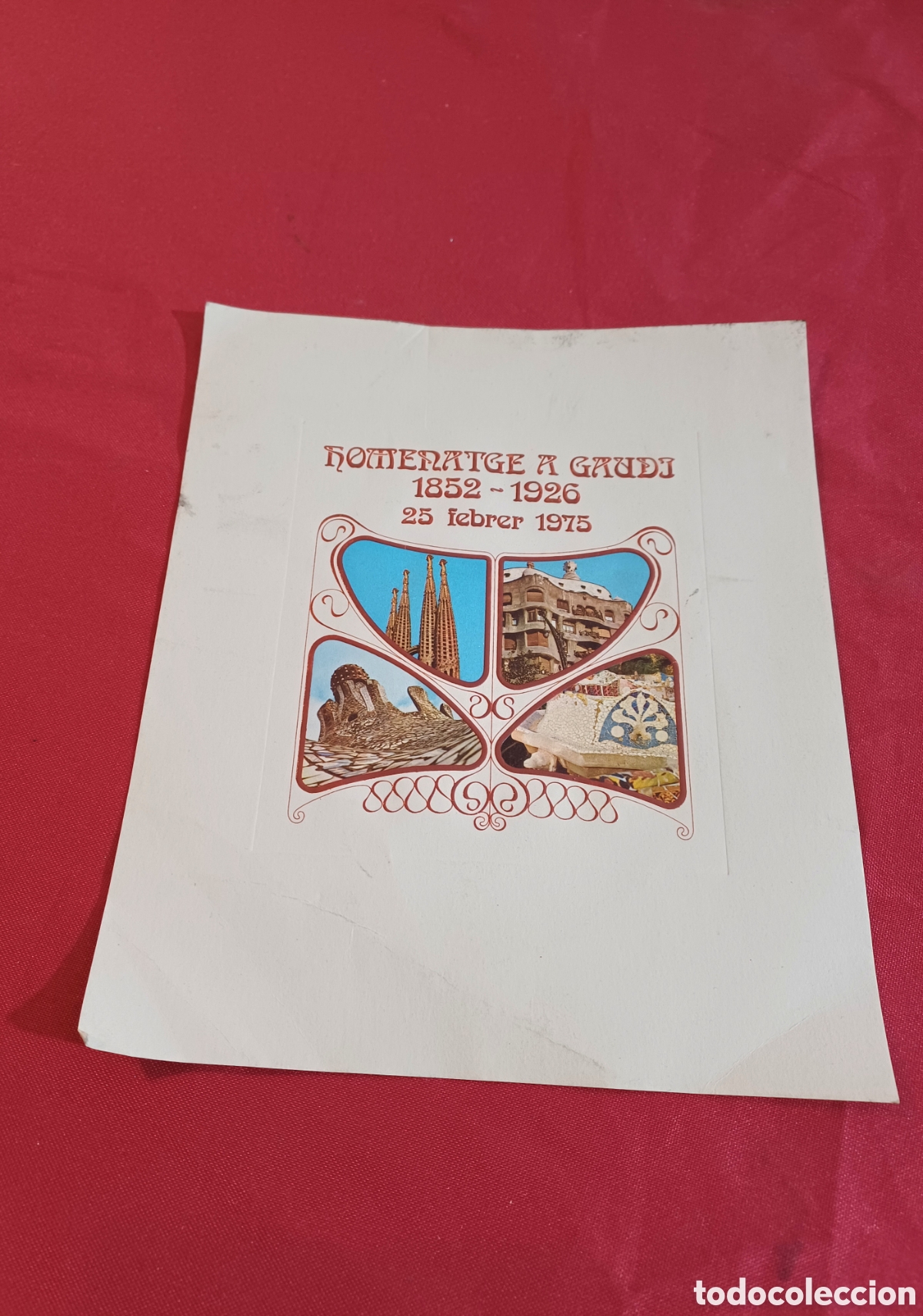 Otros Art&iacute;culos de Coleccionismo en Papel: ANTIGUA LAMINA CON FILIGRANAS EN RELIEVE Y FOTOS, HOMENAJE A GAUDI, 1975, NUMERADA