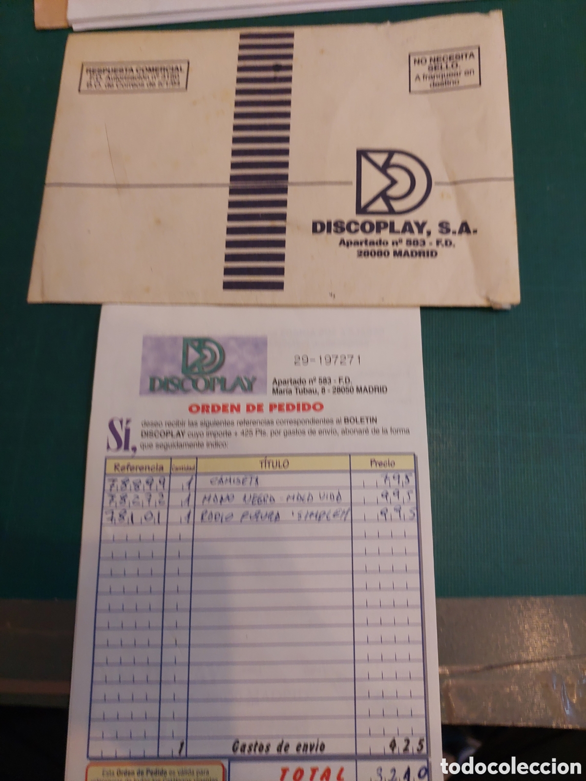 Outros artigos de papel: DISCOPLAY MADRID ORDEN PEDIDO Y SOBRE VINTAGE
