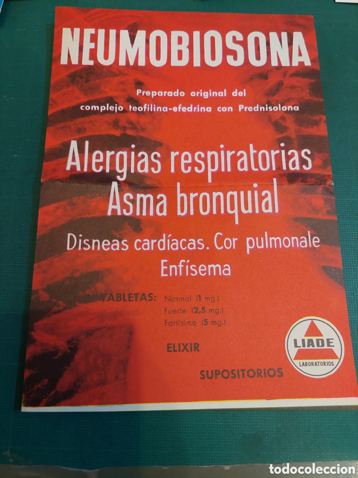 Otros Art&iacute;culos de Coleccionismo en Papel: IMPRESO NEUMOBIOSONA ASMA,ALERGIAS LIADE LABORATORIO