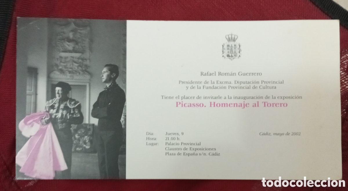 Otros Art&iacute;culos de Coleccionismo en Papel: Picasso homenaje al torero,invitaci&oacute;n inaguracion exposicion