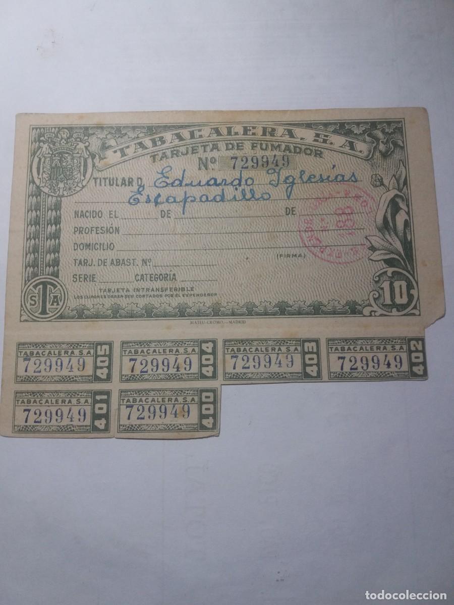 Otros art&iacute;culos de coleccionismo en papel: Tarjeta de Fumador TABACALERA S.A. Barcelona