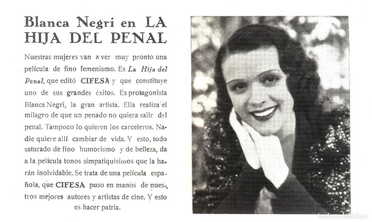 Sammelleidenschaft Andere Papierartikel: �Q42 - [A&Ntilde;O 1936]. BLANCA NEGRI. ACTRIZ. LA HIJA DEL PENAL. [LEER DESCRIPCION].