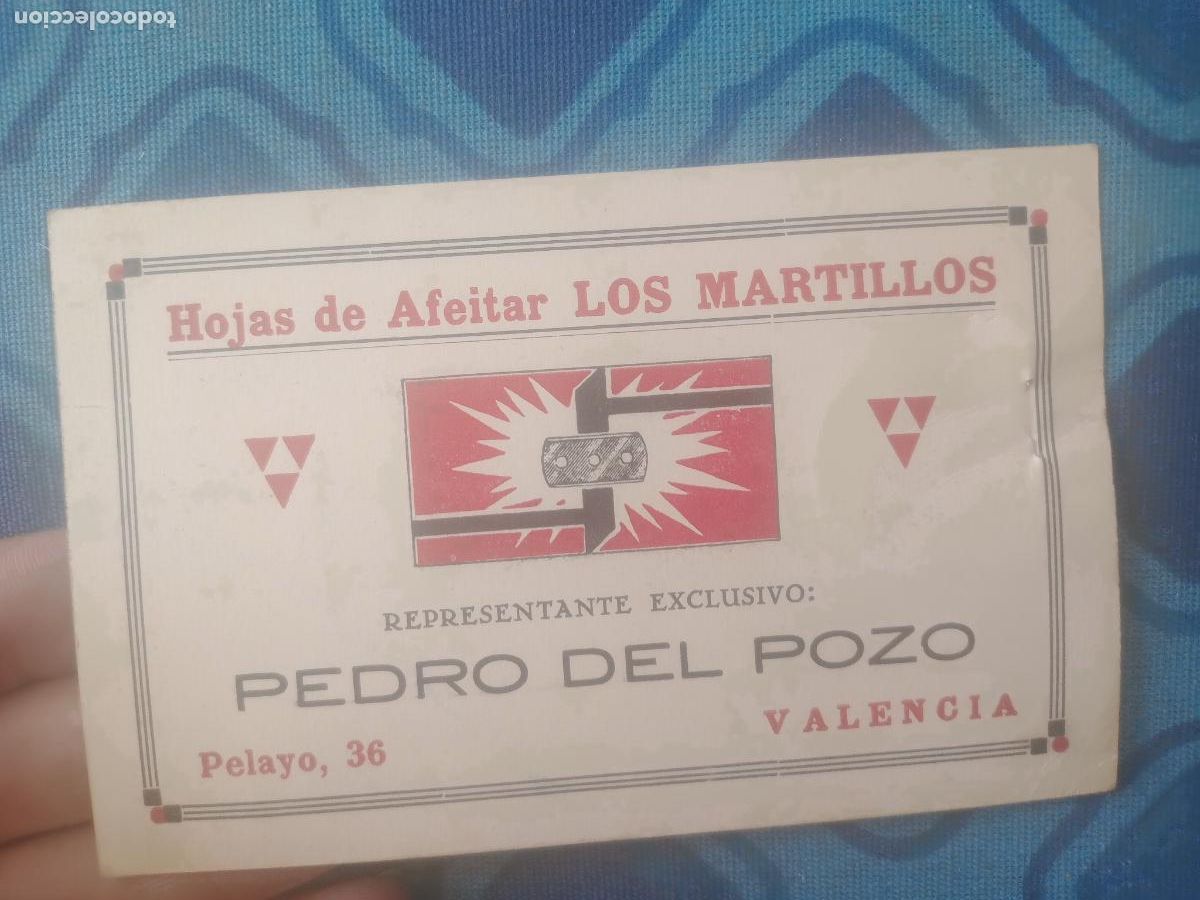 Otros Art&iacute;culos de Coleccionismo en Papel: Tarjeta publicidad Hojas de Afeitar Los Martillos. Pedro del Pozo, Valencia