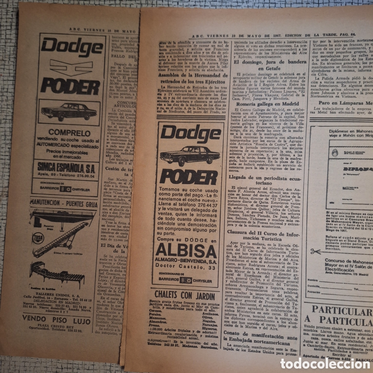 Outros artigos de papel: Publicidad autom&oacute;vil dodge dart de 1967