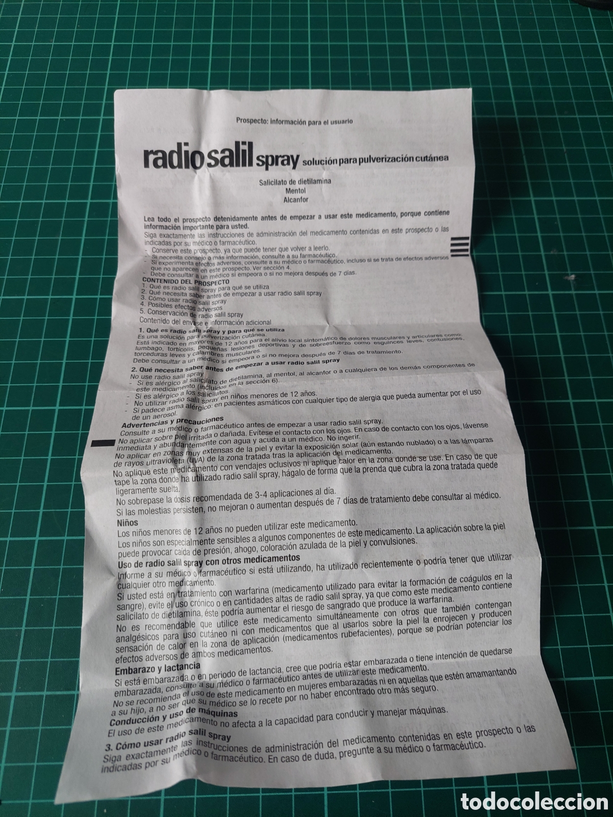 Collectionnisme Papier divers: LABORATORIOS VI&Ntilde;AS RADIO SALIL SPRAY PR&Oacute;SPETO M&Eacute;DICO