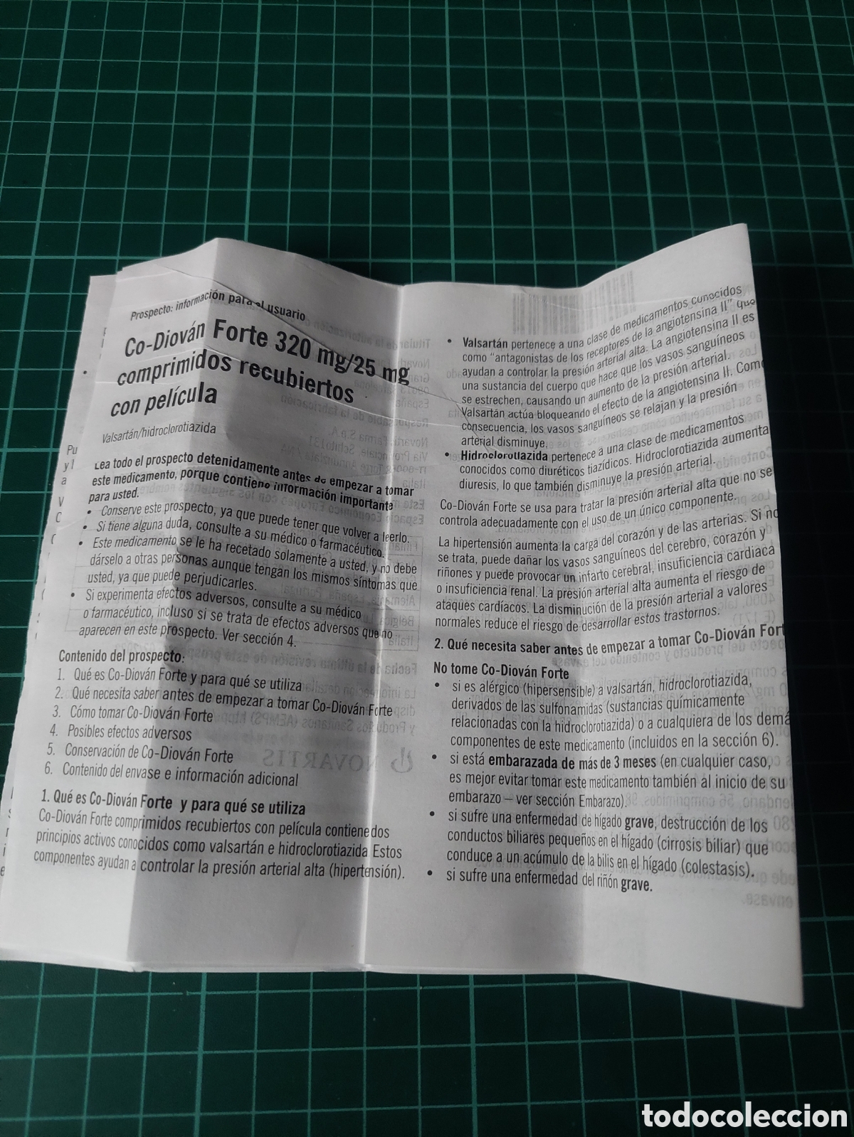 Otros Art&iacute;culos de Coleccionismo en Papel: MEDICAMENTO CO DIOVAN FORTE 320 MG PRESION ARTERIAL CONTROL