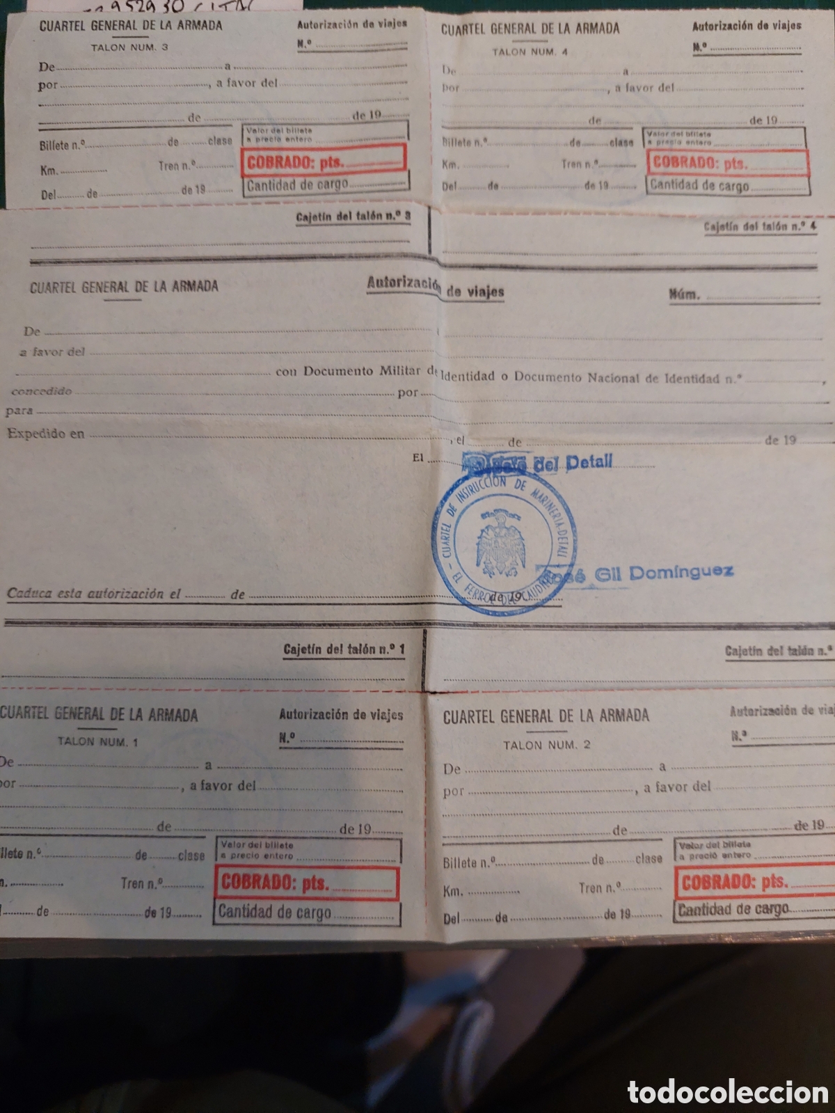 Outros artigos de papel: IMPRESO CUARTEL GENERAL DR LA ARMADA AUTORIZADA VIAJES a&ntilde;os 80