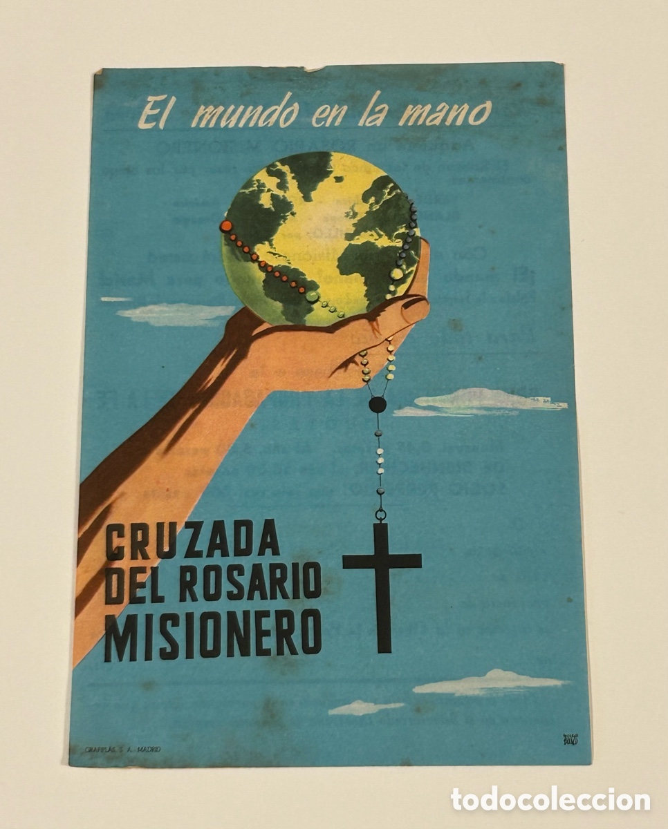 Altri oggetti di carta: CRUZADA DEL ROSARIO MISIONERO. EL MUNDO EN LA MANO