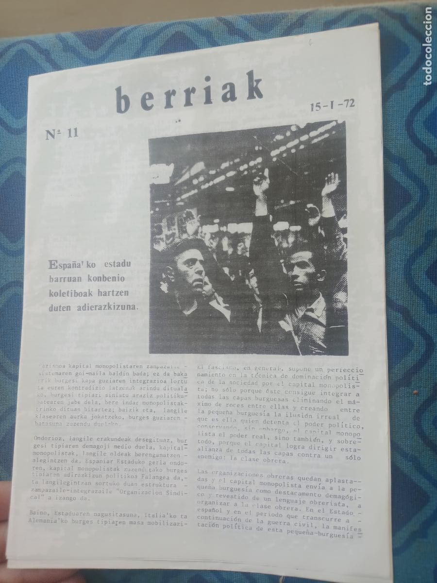 Otros Art&iacute;culos de Coleccionismo en Papel: PAIS VASCO, BERRIAK 1972 CLANDESTINIDAD, ETA, TRANSICION POLITICA