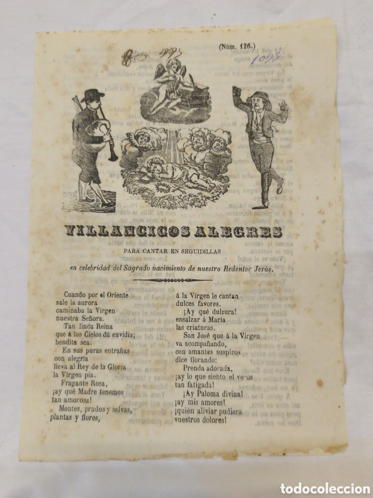 Otros Art&iacute;culos de Coleccionismo en Papel: PLIEGO DE CORDEL - ROMANCE - VILLANCICOS ALEGRES - A&Ntilde;O 1867 - 16 X 22 CM