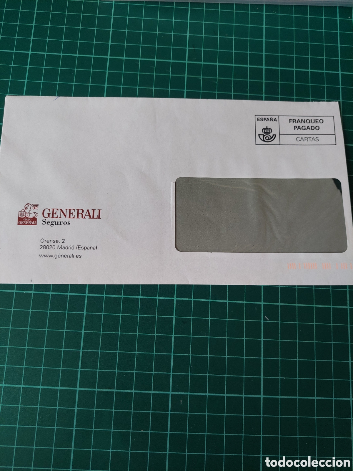 Collectionnisme Papier divers: GENERALI SEGUROS MADRID CORREOS FRANQUEO PAGADO CARTAS