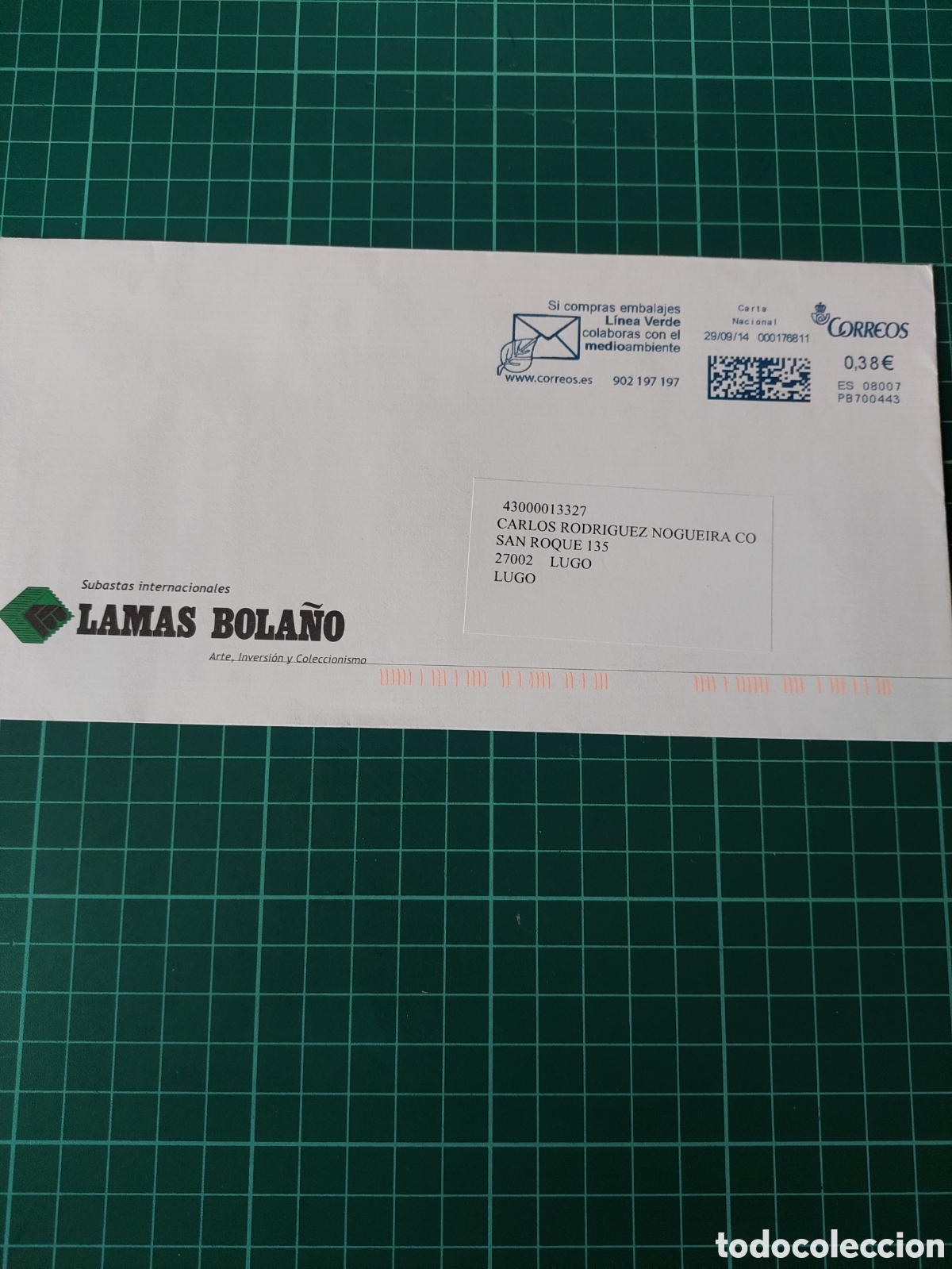 Outros artigos de papel: LAMAS BOLA&Ntilde;O BARCELONA FRANQUEO PAGADO CARTA