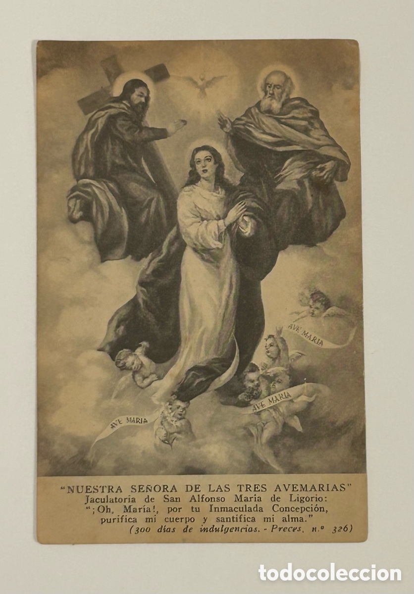 Paper Collecting Others: ANTIGUA ESTAMPA. NUESTRA SE&Ntilde;ORA DE LAS TRES AVEMAR&Iacute;AS. ORACI&Oacute;N. 1957