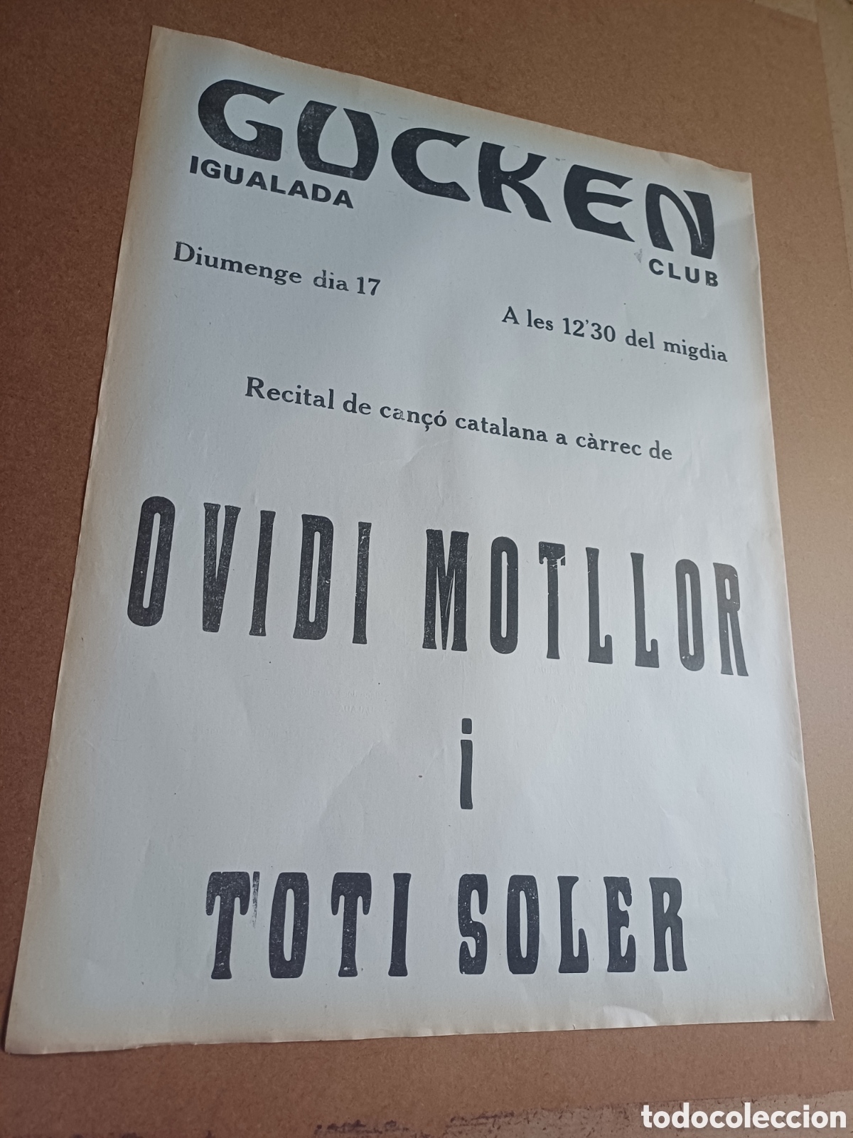 Otros Art&iacute;culos de Coleccionismo en Papel: Retall premsa Recital can&ccedil;&oacute; catalana Ovidi Montllor i Toti Soler Gucken Igualada Club 1974