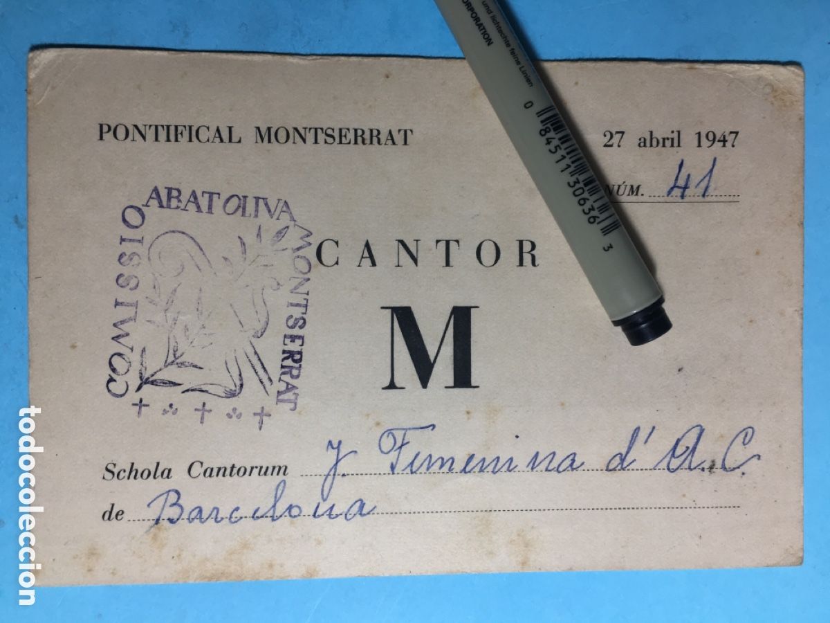 Otros art&iacute;culos de coleccionismo en papel: 1947 Pontifical Montserrat. Schola Cantorum. Juventud Femenina de A. C. Comissi&oacute; Abat Oliva n&ordm;41