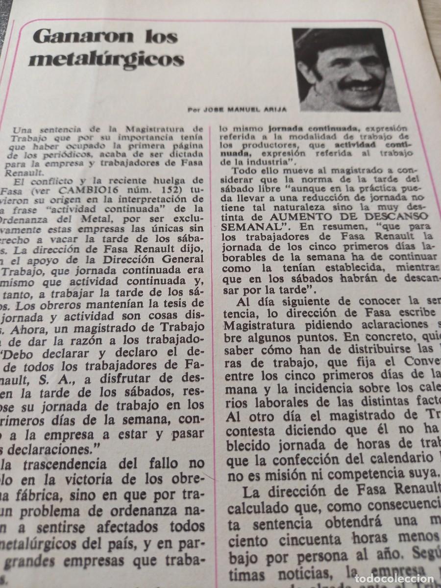Otros Art&iacute;culos de Coleccionismo en Papel: SENTENCIA DE MAGISTRATURA FAVORABLE A LOS TRABAJADORES DE FASA RENAULT. CAMBIO 16. NOVIEMBRE 1974