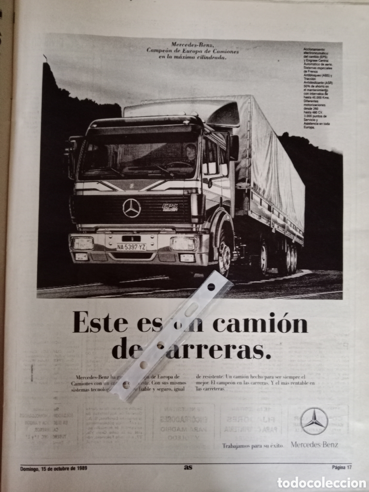Outros artigos de papel: Publicidad cami&oacute;n mercedes Benz de 1989