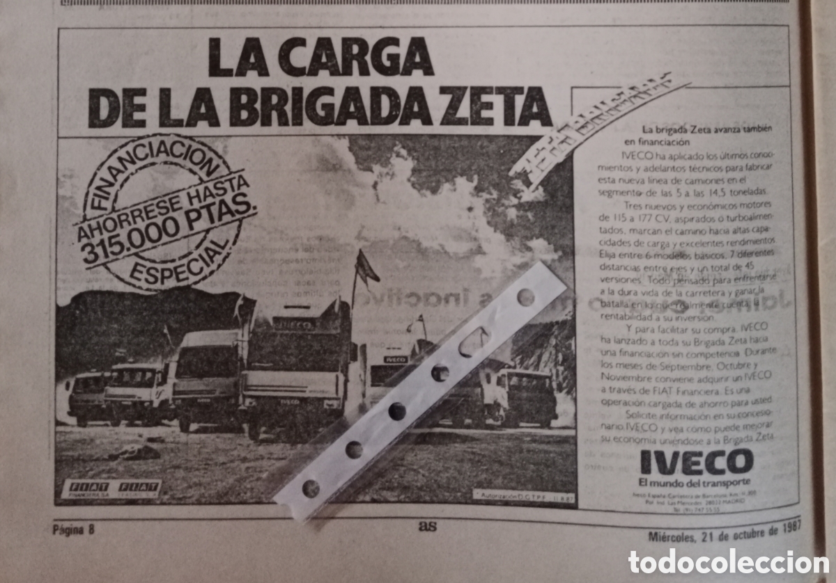 Outros artigos de papel: Publicidad furgoneta cami&oacute;n Iveco de 1987