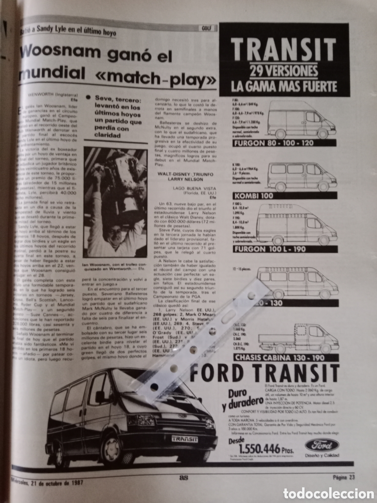 Outros artigos de papel: Publicidad furgoneta Ford Transit de 1987