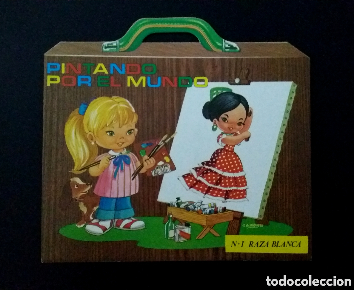 Otros Art&iacute;culos de Coleccionismo en Papel: Cuaderno PINTANDO POR EL MUNDO N-1 RAZA BLANCA C. Busquets H. Fournier 1979 maleta colorear escolar
