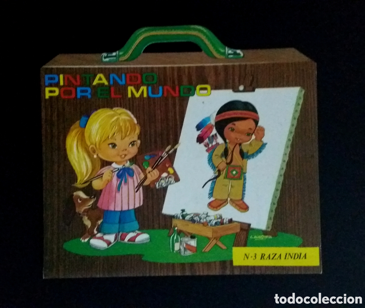 Otros Art&iacute;culos de Coleccionismo en Papel: Cuaderno PINTANDO POR EL MUNDO N-3 RAZA INDIA C. Busquets H. Fournier 1979 maleta colorear escolar
