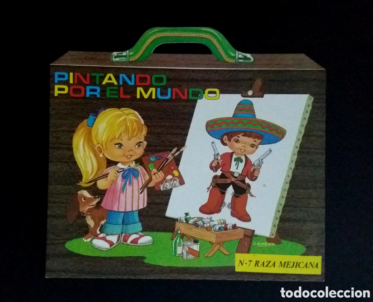 Otros Art&iacute;culos de Coleccionismo en Papel: Cuaderno PINTANDO POR EL MUNDO N-7 RAZA MEJICANA C. Busquets H. Fournier 1979 maleta colorear pintar
