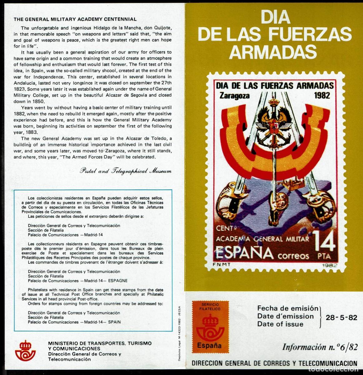 Otros Art&iacute;culos de Coleccionismo en Papel: DIPTICO D.G. CORREOS EMISION DI DE LAS FUERZAS ARMADAS INFORMACI&Oacute;N 6/82 MAS SELLO