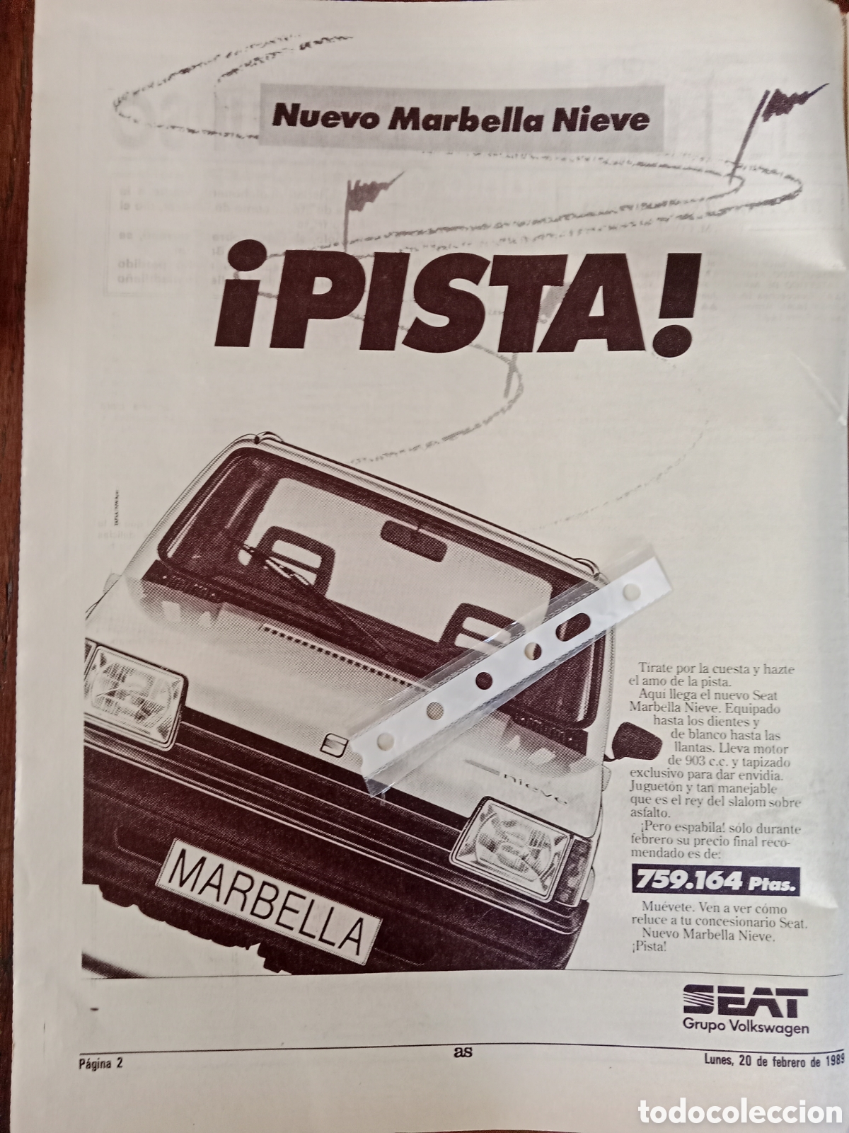 Paper Collecting Others: Publicidad autom&oacute;vil Seat Marbella nieve de 1989