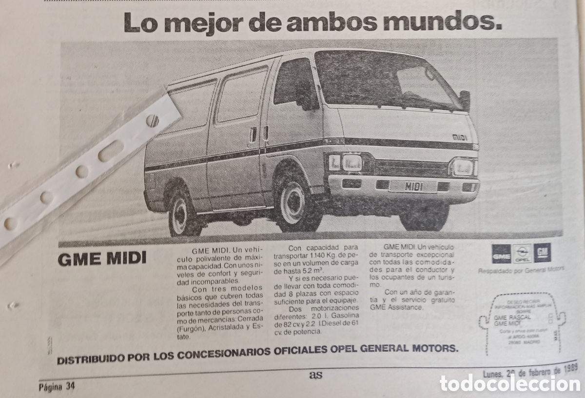 Paper Collecting Others: Publicidad furgoneta Opel midi de 1989