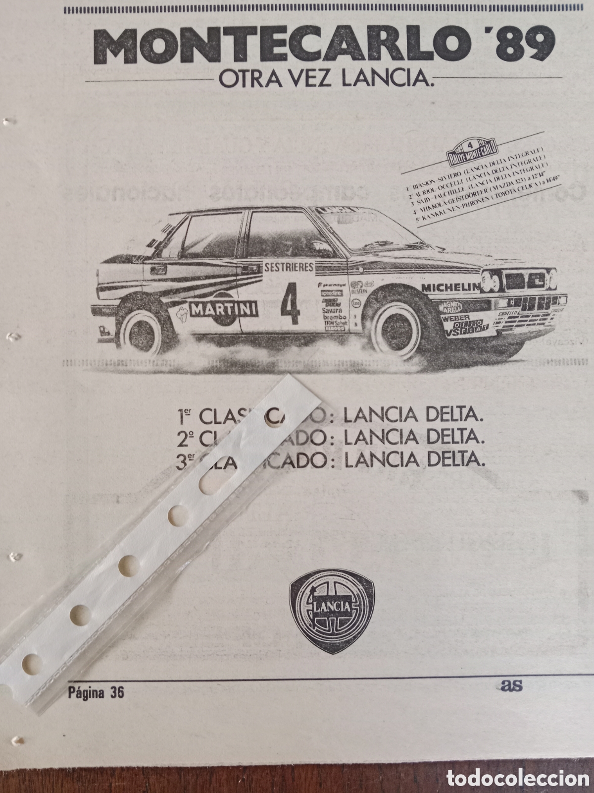 Otros Art&iacute;culos de Coleccionismo en Papel: Publicidad autom&oacute;vil Lancia delta Montecarlo 1989