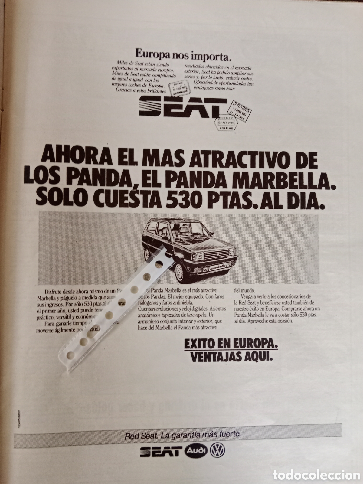 Outros artigos de papel: Publicidad autom&oacute;vil Seat panda Marbella de 1984