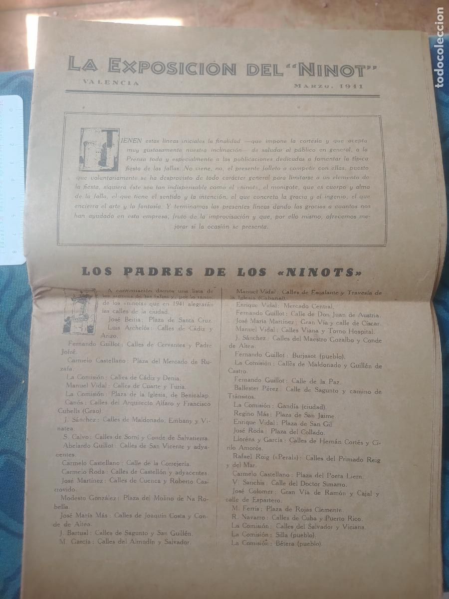 Otros Art&iacute;culos de Coleccionismo en Papel: EXPOSICION DEL NINOT 1941, FALLAS DE VALENCIA
