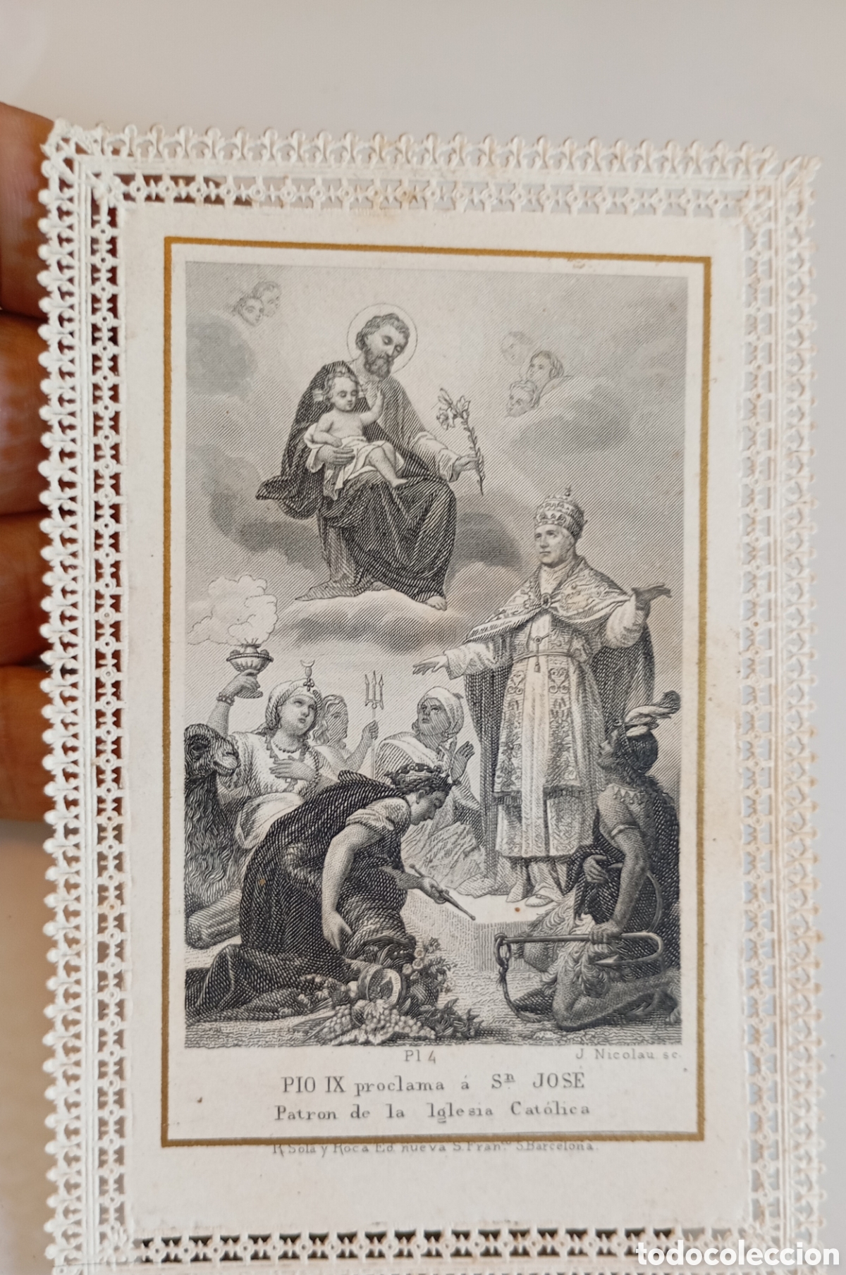 Otros Art&iacute;culos de Coleccionismo en Papel: Muy antigua estampa siglo XIX preciosa religiosa con puntilla