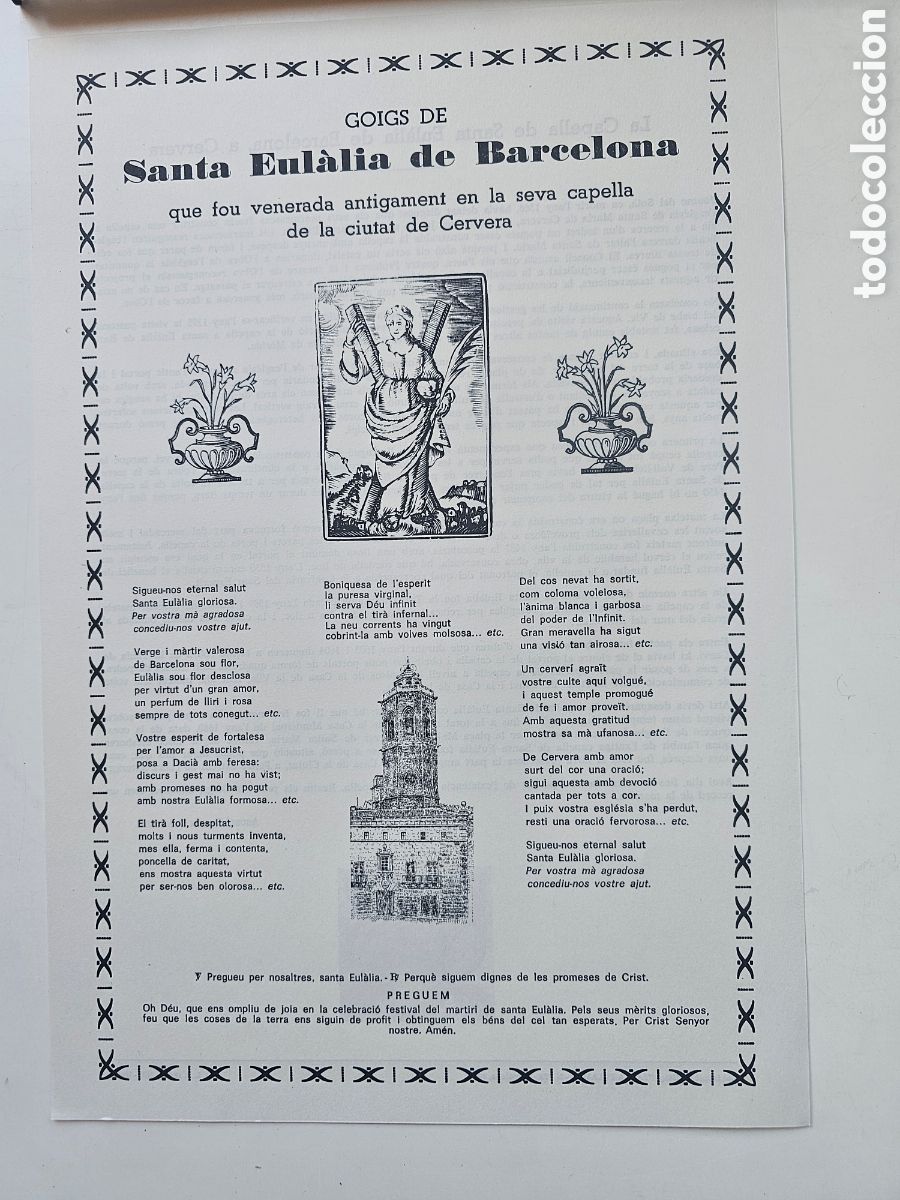 Altri oggetti di carta: Goigs Gozos a Santa Eul&agrave;lia de Barcelona Cervera 1972