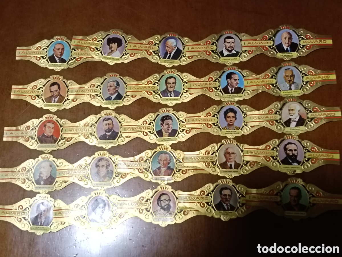 Otros Art&iacute;culos de Coleccionismo en Papel: Lote de 25 vitolas diferentes de tabacos Alvaro, serie literatos,