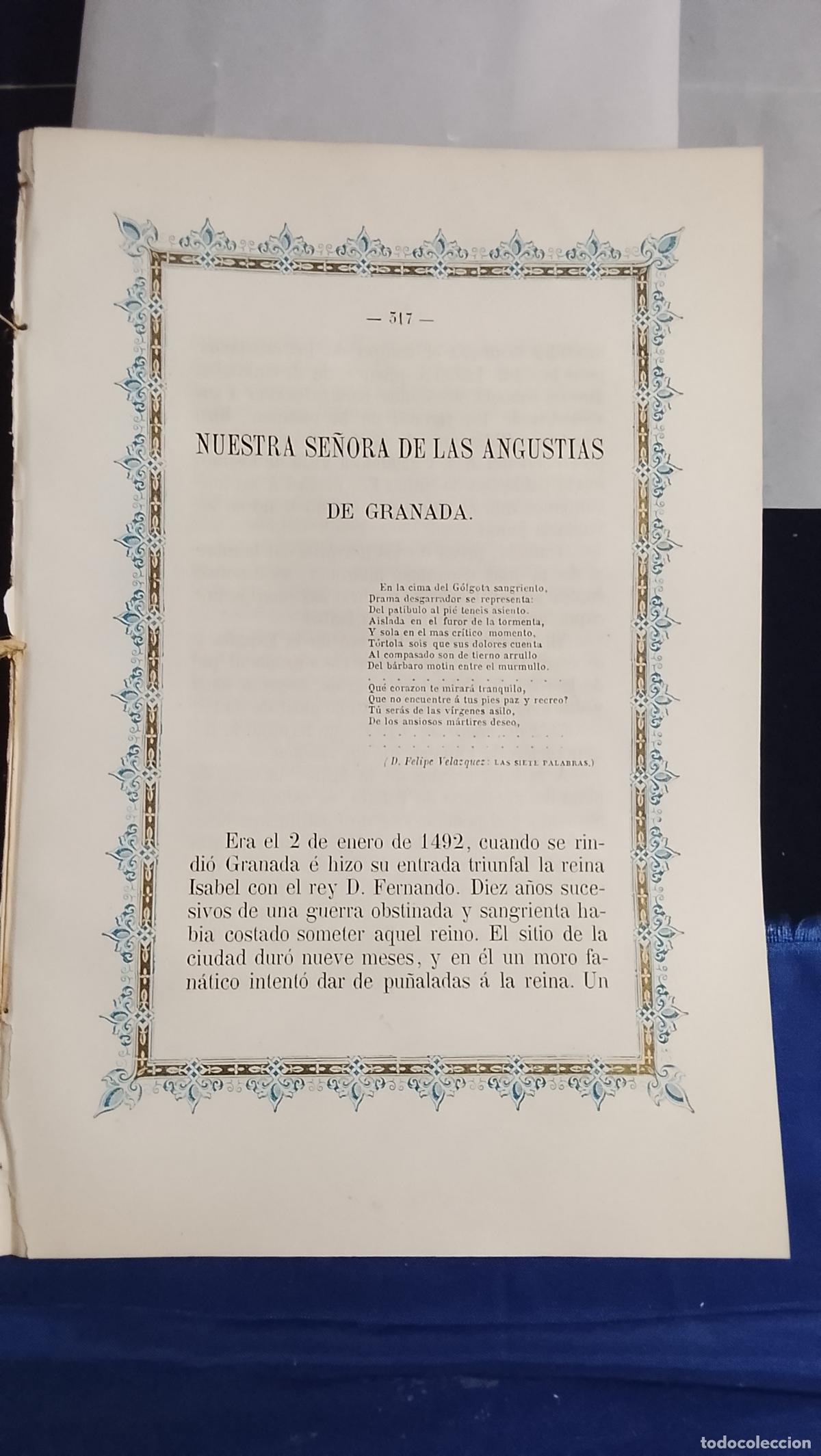 Collectionnisme Papier divers: A&Ntilde;O 1855 Virgen / Semana Santa / RELIGION nuestra se&ntilde;ora de las angustias de Granada